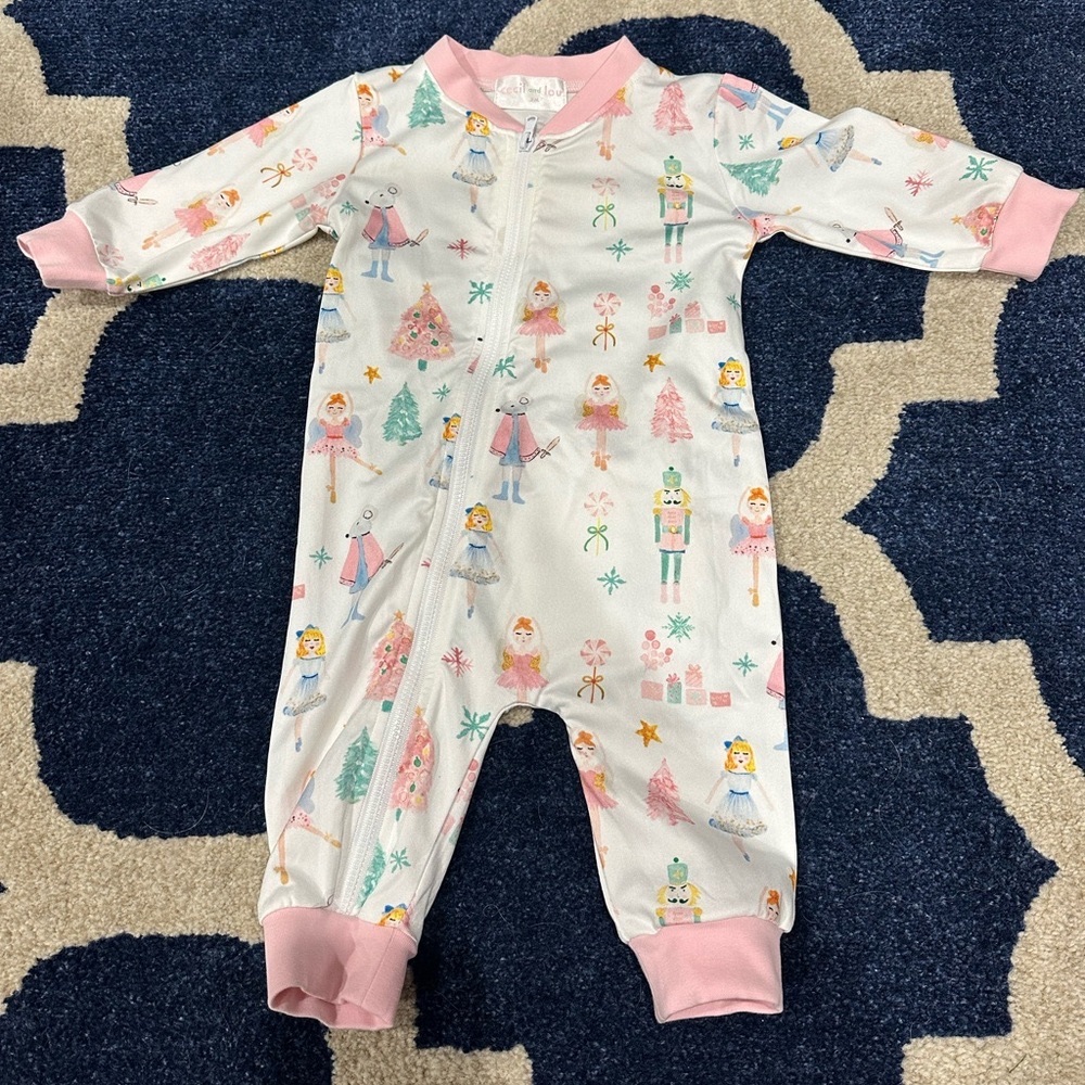 Cecil and Lou Pink Knit Nutcracker Zipper Pajamas